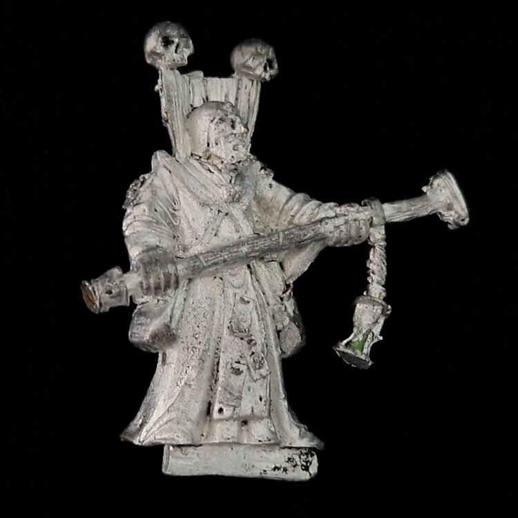 A photo of a Mordheim Warlock Warhammer miniature