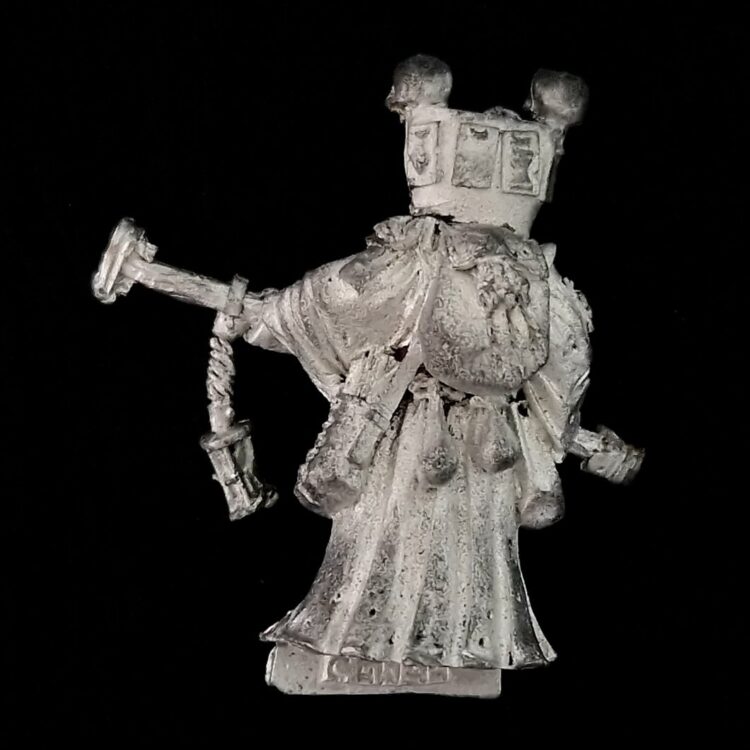 A photo of a Mordheim Warlock Warhammer miniature