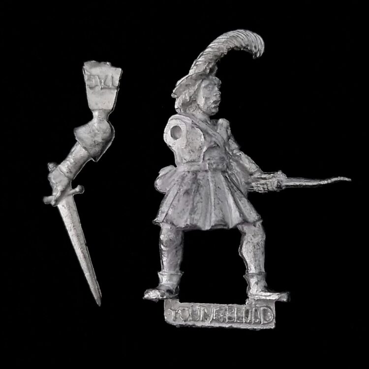 A photo of a Mordheim Mercenaries Mariënburgers Youngblood Warhammer miniature