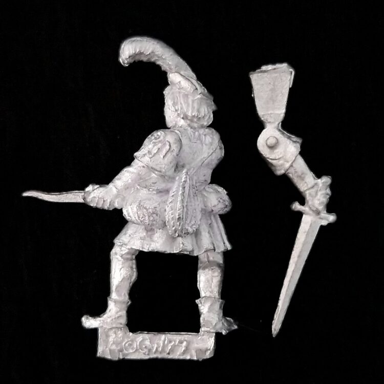 A photo of a Mordheim Mercenaries Mariënburgers Youngblood Warhammer miniature