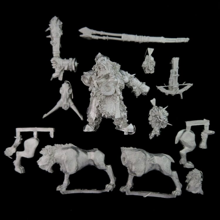 A photo of Ogre Kingdoms Hunter and Sabretusks Warhammer miniatures