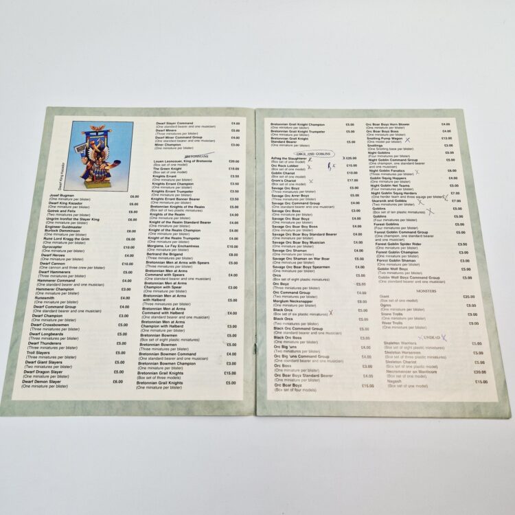 A photo of Citadel Miniatures 1997 Price List