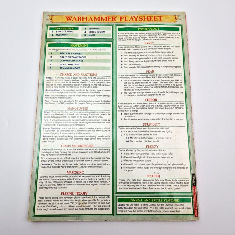 A photo of Warhammer Fantasy 5th Edition Rulebook