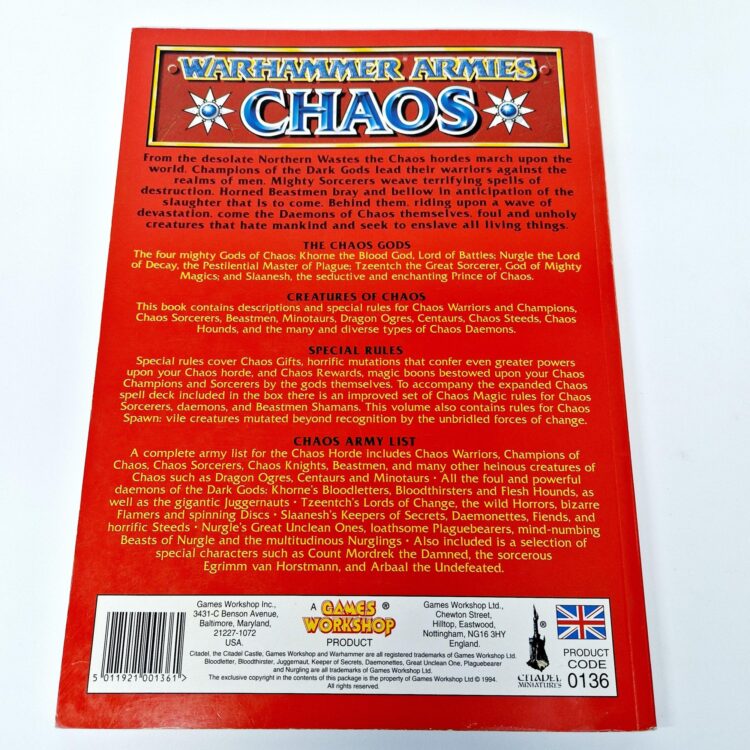 A photo of a Warhammer Chaos 4th Edition Army Book