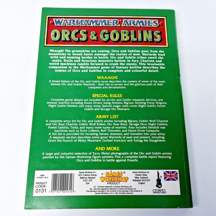 A photo of a Warhammer Orcs and Goblins 4th Edition Army Book