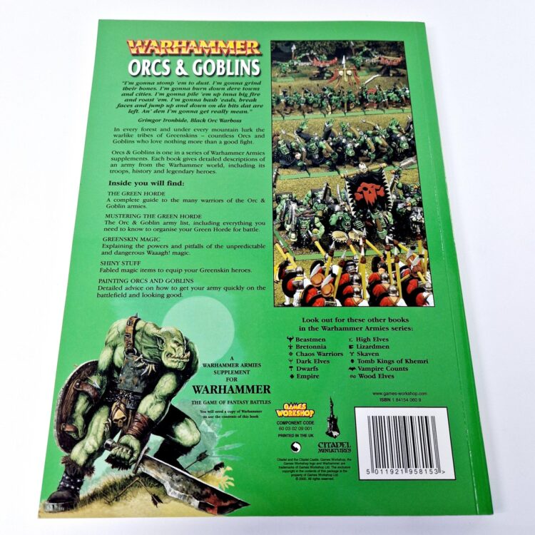 A photo of a Warhammer Orcs and Goblins 6th Edition Army Book