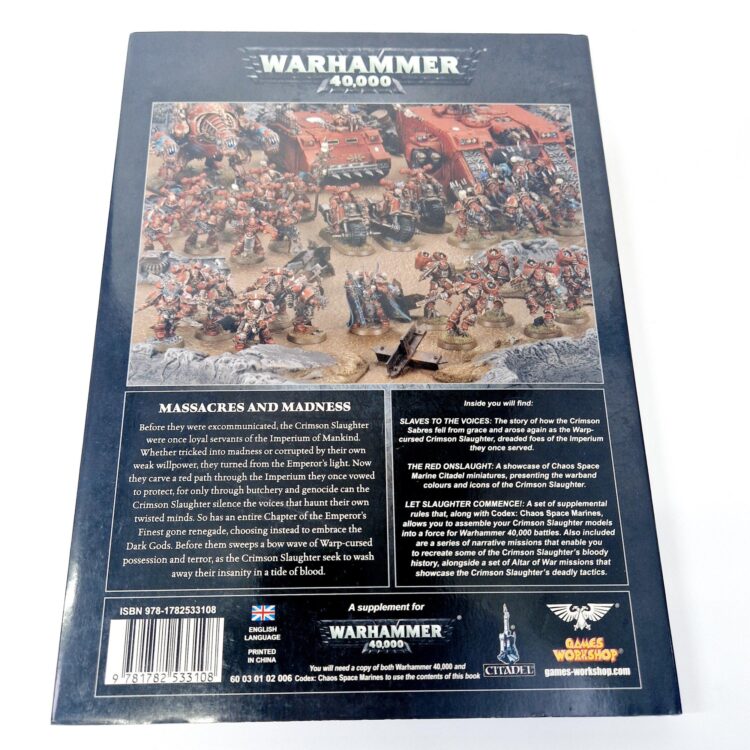 A photo of a Warhammer Crimson Slaughter a Chaos Space Marines Codex Supplement