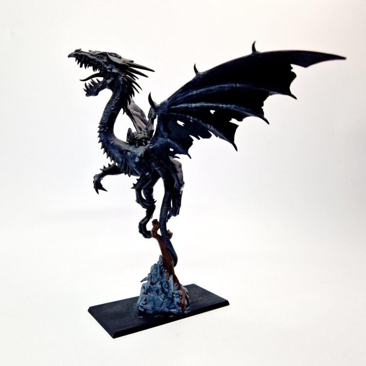 A photo of a Dark Elves Lord/Sorceress on Black Dragon Warhammer miniature