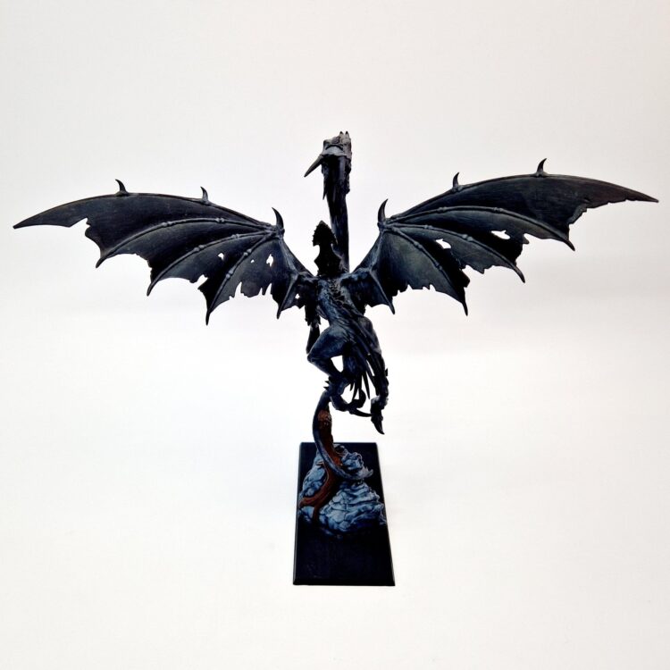 A photo of a Dark Elves Lord/Sorceress on Black Dragon Warhammer miniature