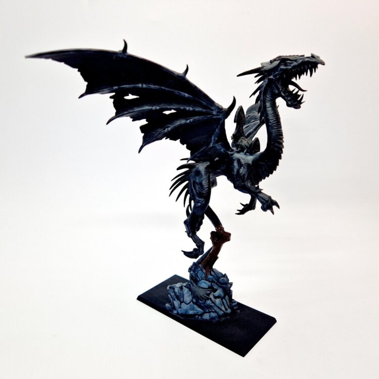 A photo of a Dark Elves Lord/Sorceress on Black Dragon Warhammer miniature