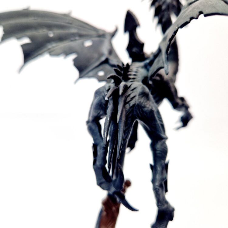 A photo of a Dark Elves Lord/Sorceress on Black Dragon Warhammer miniature