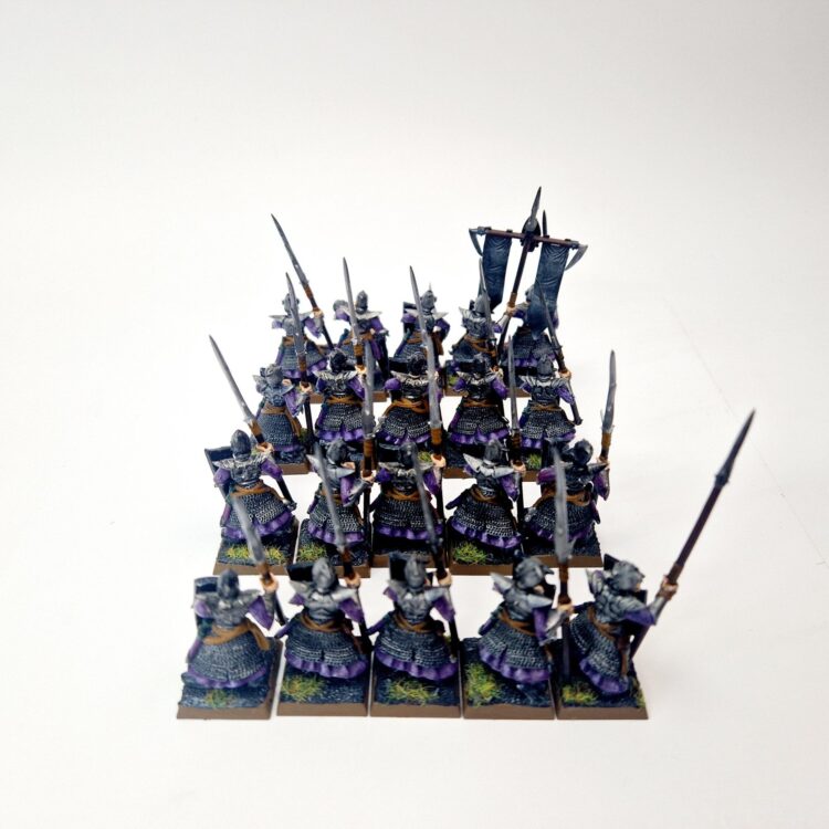 A photo of Dark Elves Warriors Regiment Warhammer miniatures