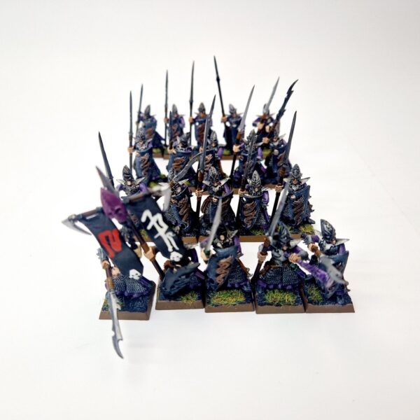 A photo of Dark Elves Warriors Regiment Warhammer miniatures