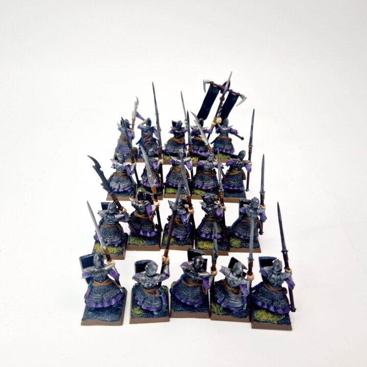 A photo of Dark Elves Warriors Regiment Warhammer miniatures