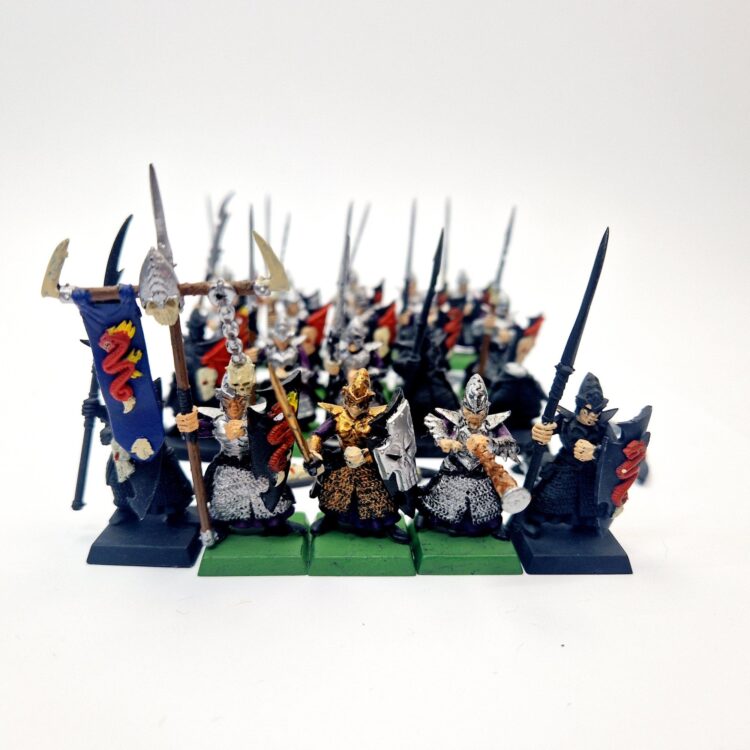 A photo of Dark Elves Warriors Regiment Warhammer miniatures