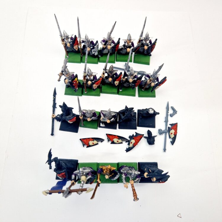 A photo of Dark Elves Warriors Regiment Warhammer miniatures