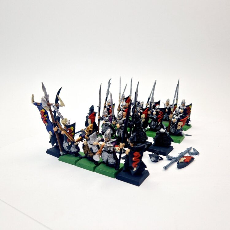 A photo of Dark Elves Warriors Regiment Warhammer miniatures