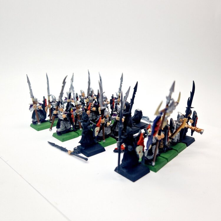 A photo of Dark Elves Warriors Regiment Warhammer miniatures