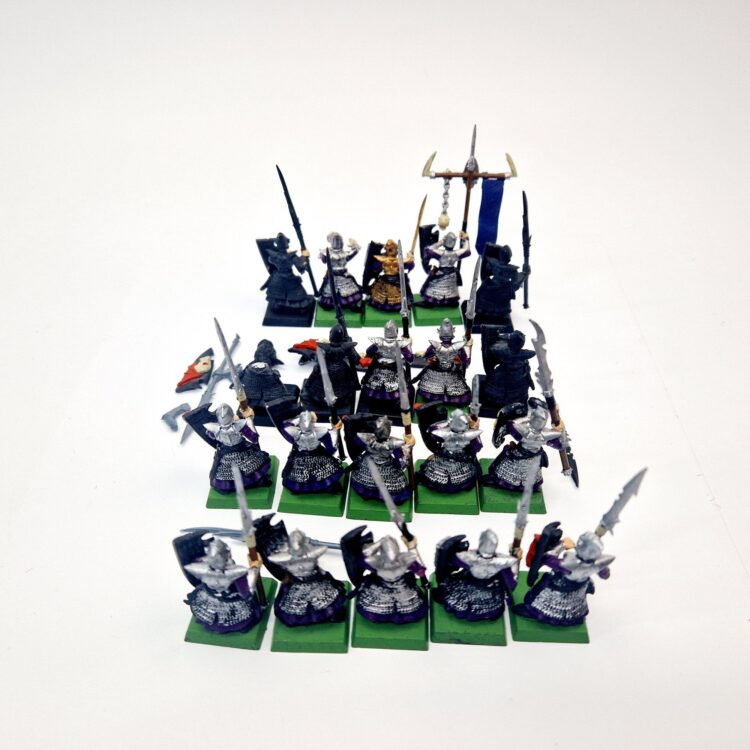 A photo of Dark Elves Warriors Regiment Warhammer miniatures