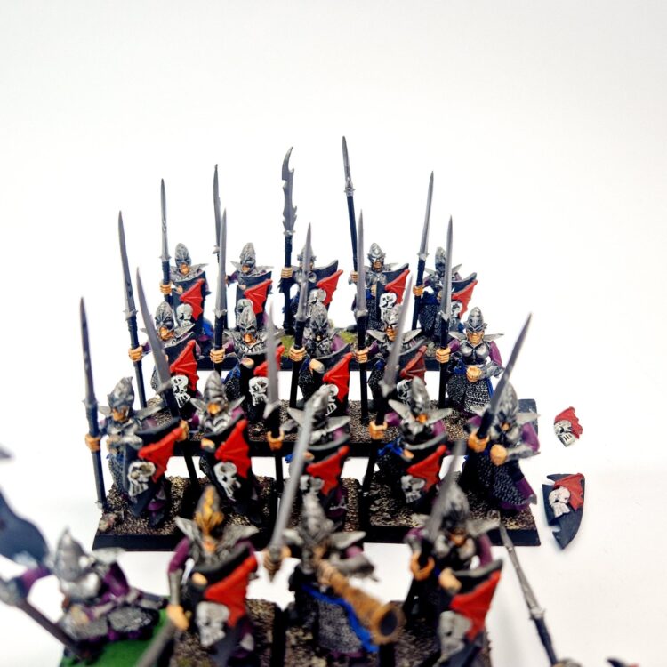 A photo of Dark Elves Warriors Regiment Warhammer miniatures