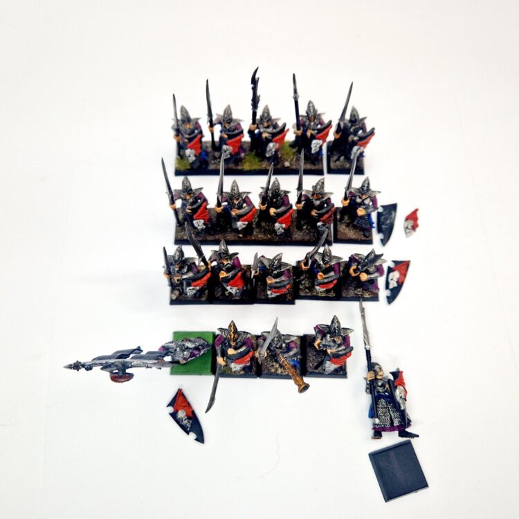 A photo of Dark Elves Warriors Regiment Warhammer miniatures