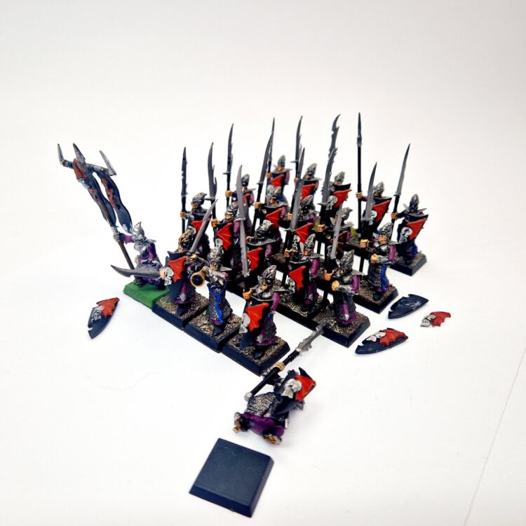 A photo of Dark Elves Warriors Regiment Warhammer miniatures