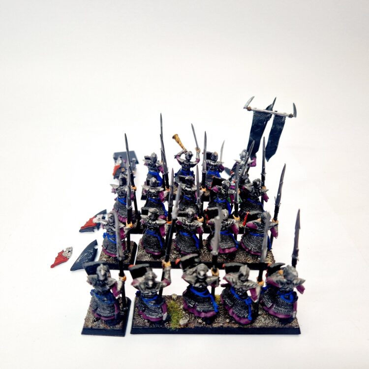 A photo of Dark Elves Warriors Regiment Warhammer miniatures