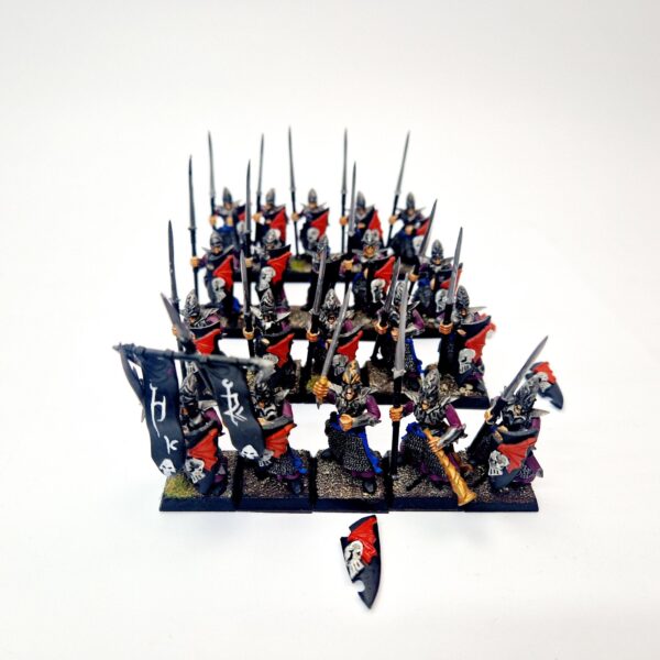 A photo of Dark Elves Warriors Regiment Warhammer miniatures