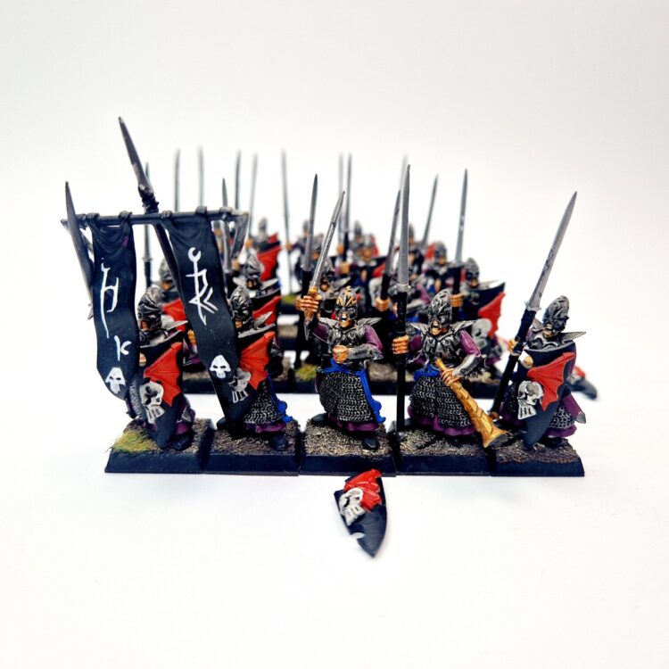 A photo of Dark Elves Warriors Regiment Warhammer miniatures