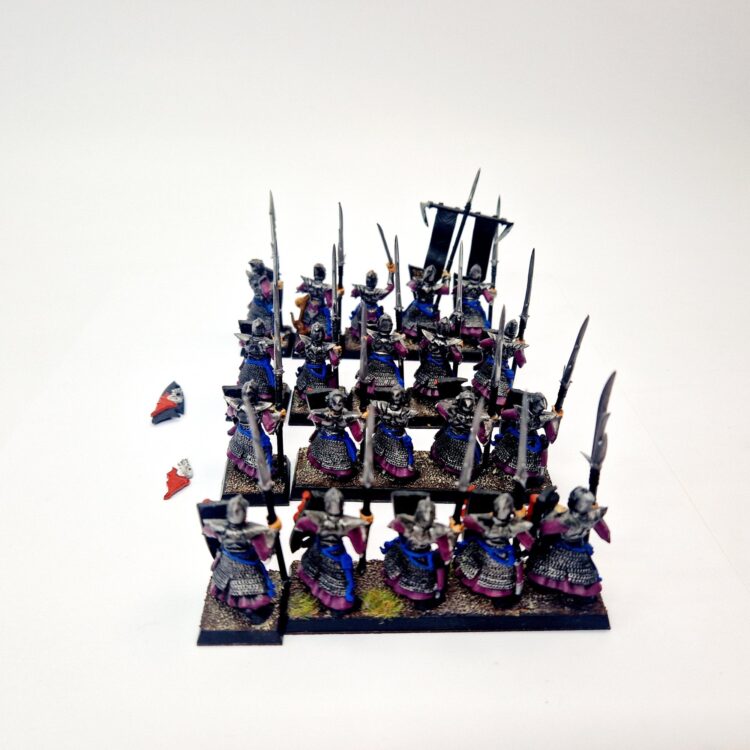 A photo of Dark Elves Warriors Regiment Warhammer miniatures