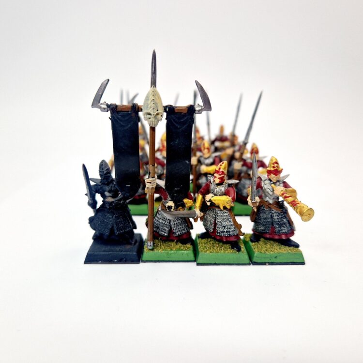 A photo of Dark Elves Warriors Regiment Warhammer miniatures