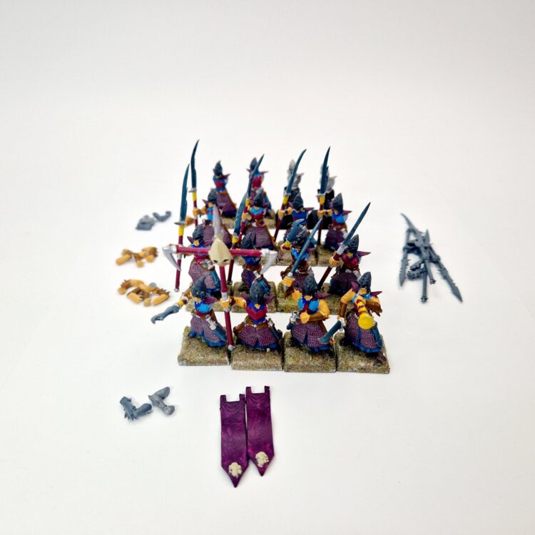 A photo of Dark Elves Warriors Regiment Warhammer miniatures