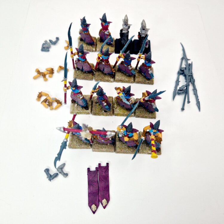 A photo of Dark Elves Warriors Regiment Warhammer miniatures