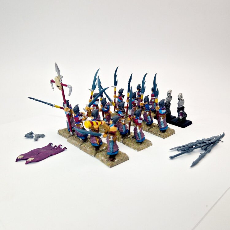 A photo of Dark Elves Warriors Regiment Warhammer miniatures