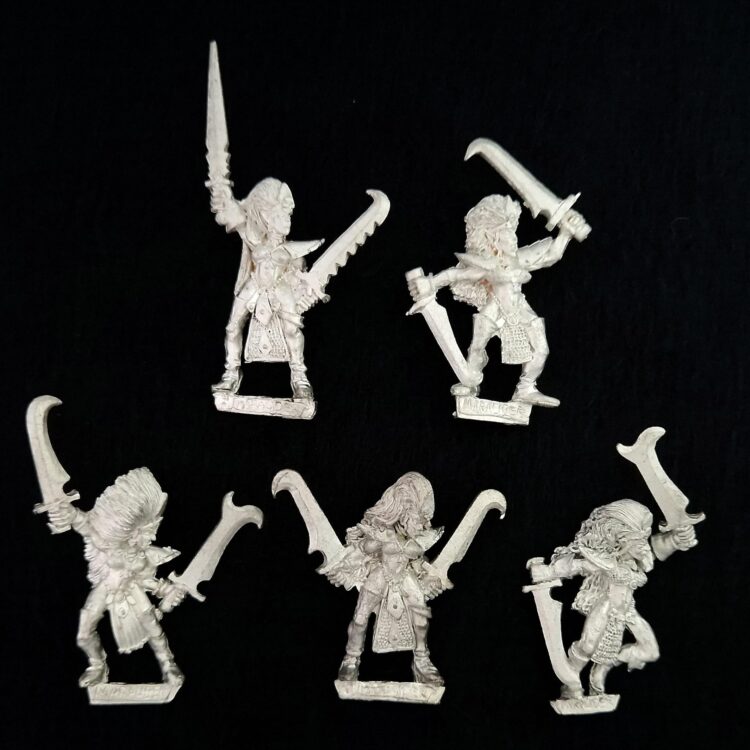 A photo of Dark Elves Witch Elves Warhammer miniatures