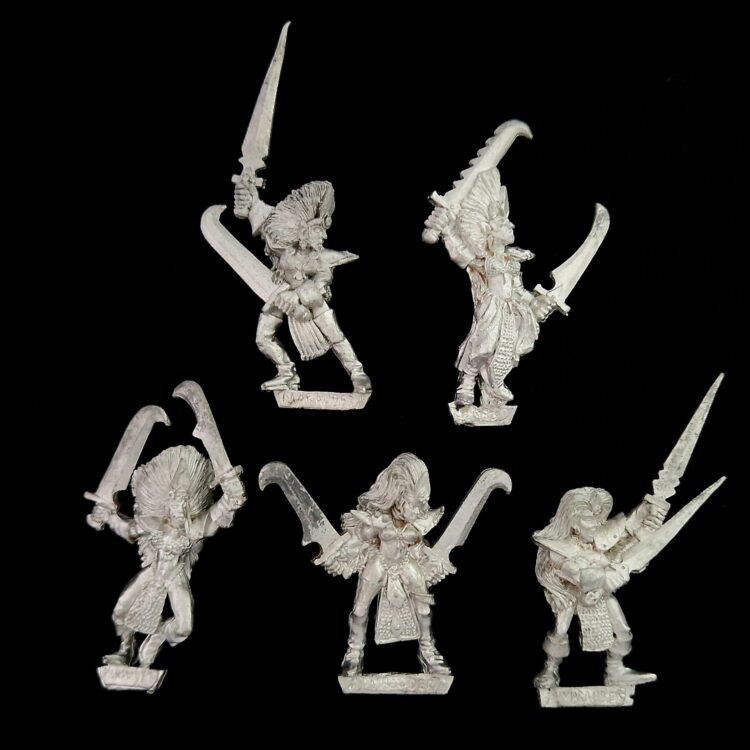 A photo of Dark Elves Witch Elves Warhammer miniatures