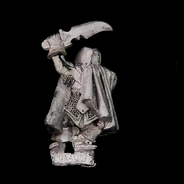 A photo of a Dark Elf Assassin Warhammer miniature