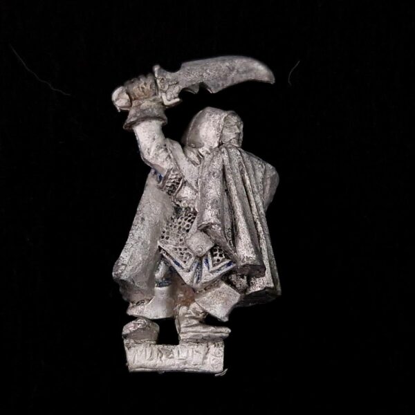 A photo of a Dark Elf Assassin Warhammer miniature
