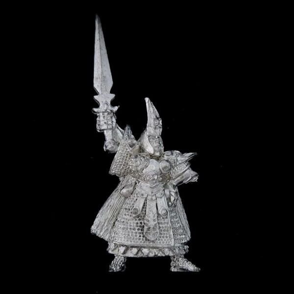 A photo of a Dark Elves Champion Warhammer miniature