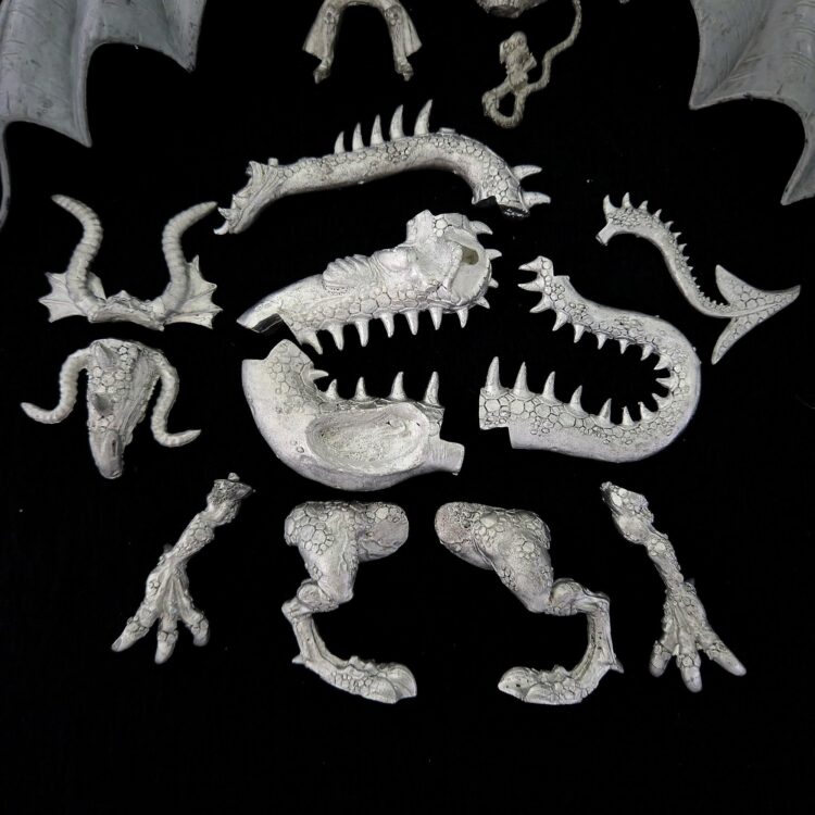 A photo of a Dark Elves Beastlord Rakarth on Black Dragon Warhammer miniature
