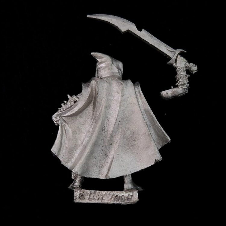 A photo of a Dark Elves Assassin Warhammer miniature