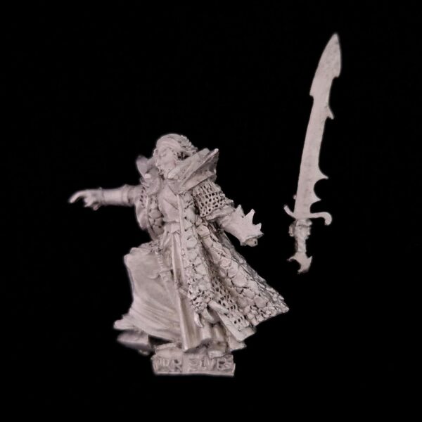 A photo of a Dark Elves Dreadlord Warhammer miniature