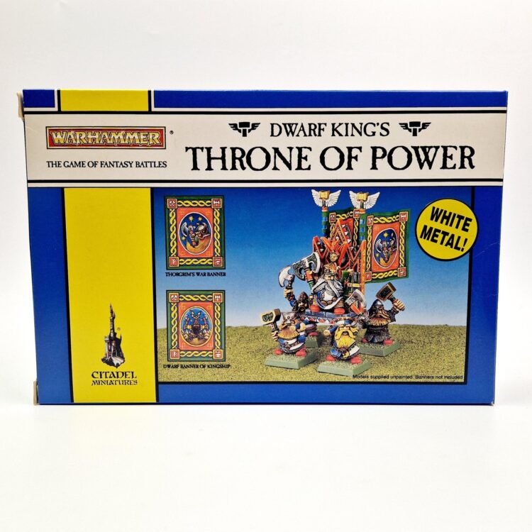 A photo of a Dwarfs King Thorgrim on Throne of Power Warhammer miniature