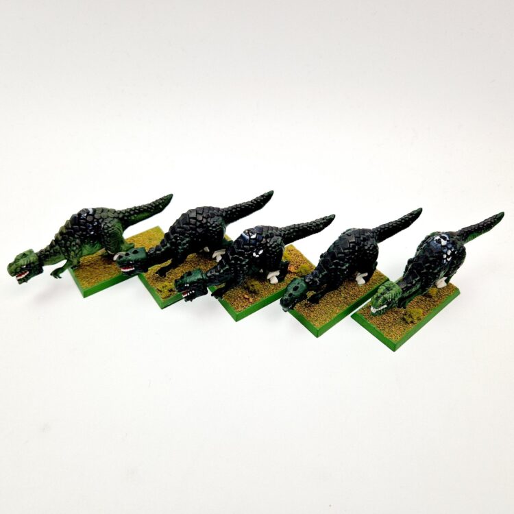 A photo of Dark Elves Cold One Knights Warhammer miniatures