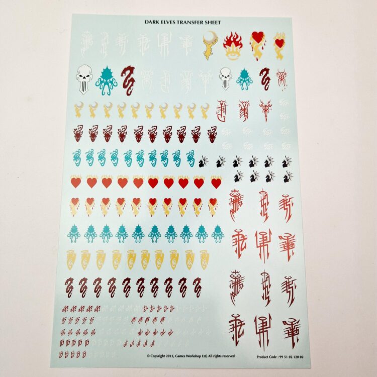 A photo of a Dark Elves Transfer Sheet