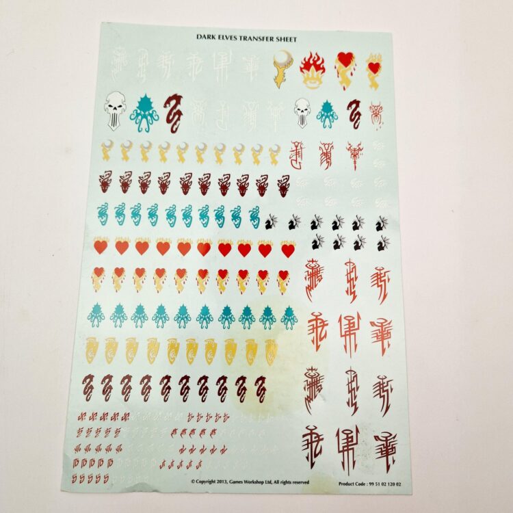 A photo of a Dark Elves Transfer Sheet