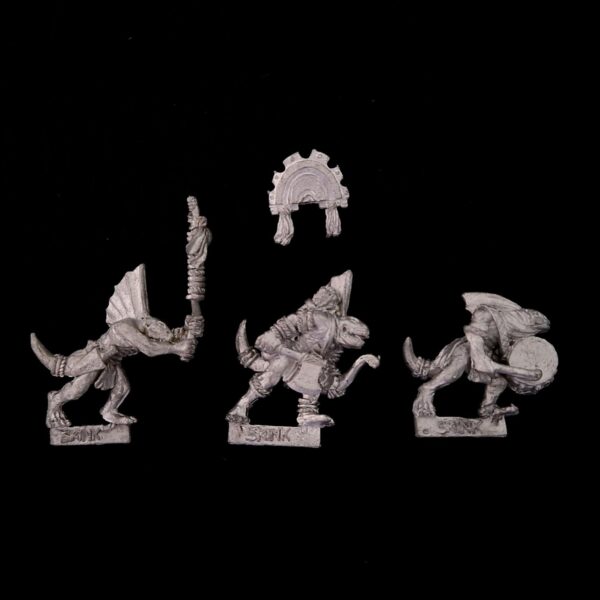 A photo of Lizardmen Skink Command Warhammer miniatures