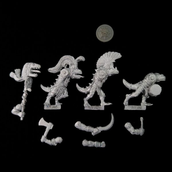 A photo of Lizardmen Saurus Warriors Command Warhammer miniatures