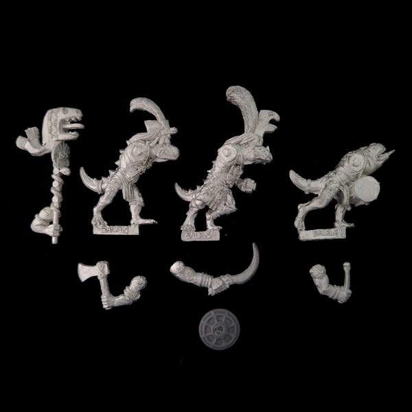 A photo of Lizardmen Saurus Warriors Command Warhammer miniatures