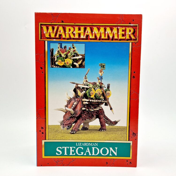 A photo of a Lizardmen Stegadon Warhammer miniature